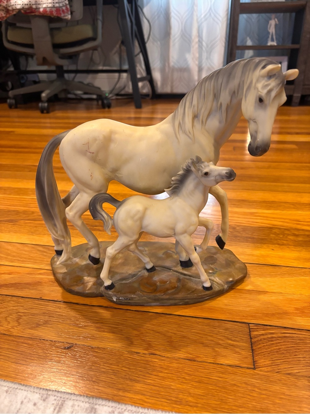 Decorative White and Gray Horse Figurine - Home Art